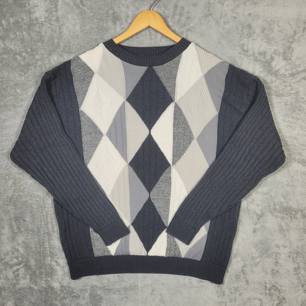 VTG Mac Divots Canada Sweater Large Knitted Cosby Argyle Diamond Golf Grandpa
